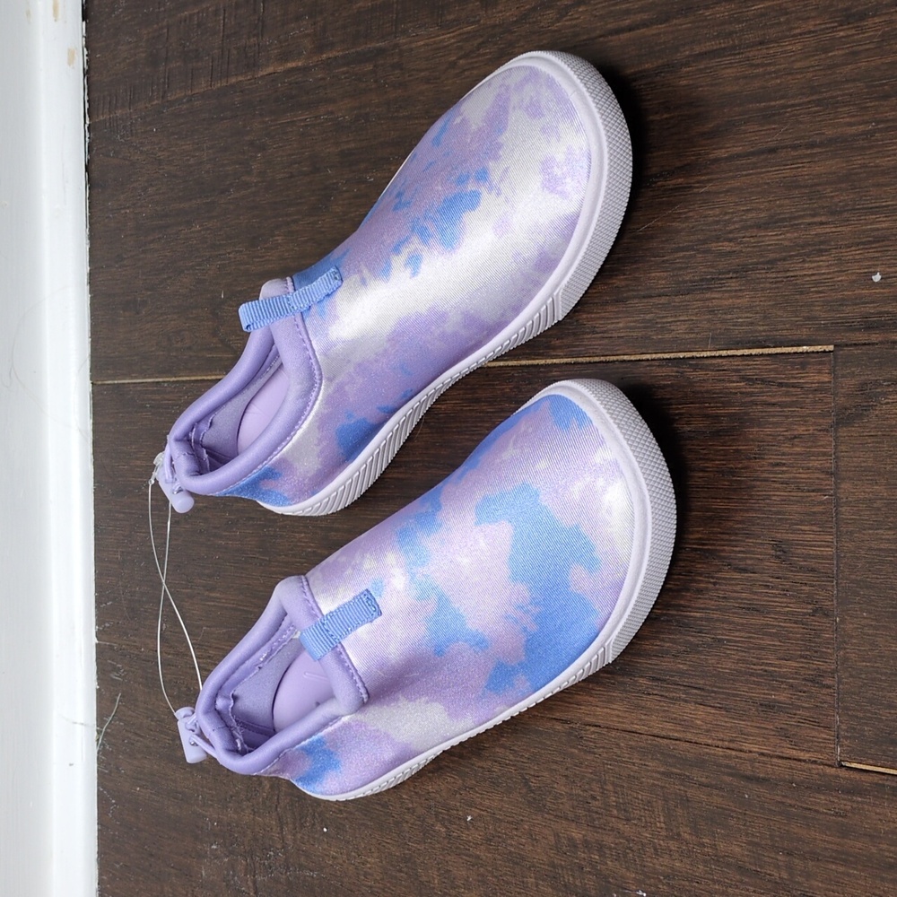 Lands End Slip-On Water Shoes Purple Tie Dye Kids Girls Quick Dry Size 3